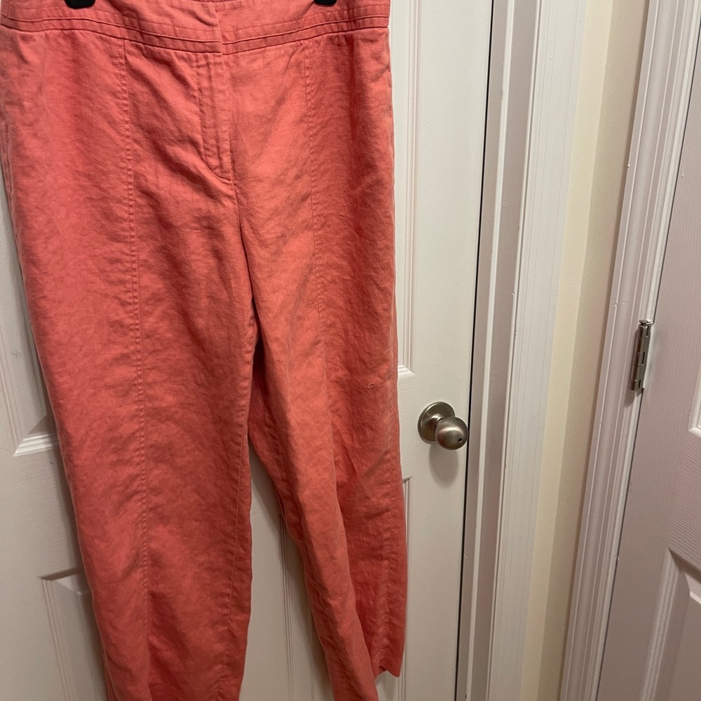 Rafaella Vibrant Coral Linen Pants